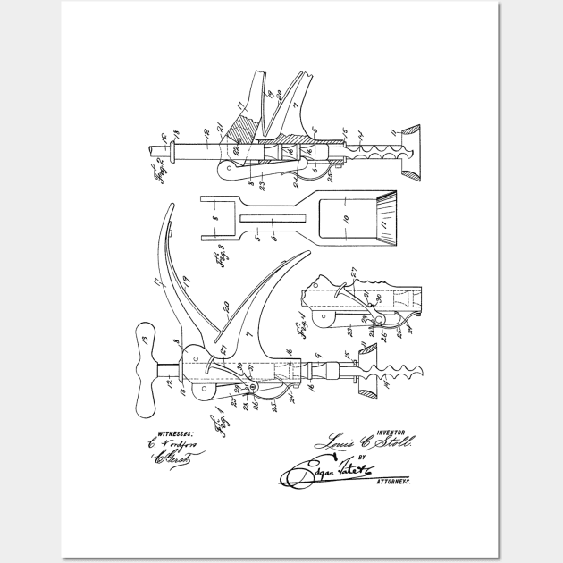 Corkscrew Vintage Patent Hand Drawing Wall Art by TheYoungDesigns